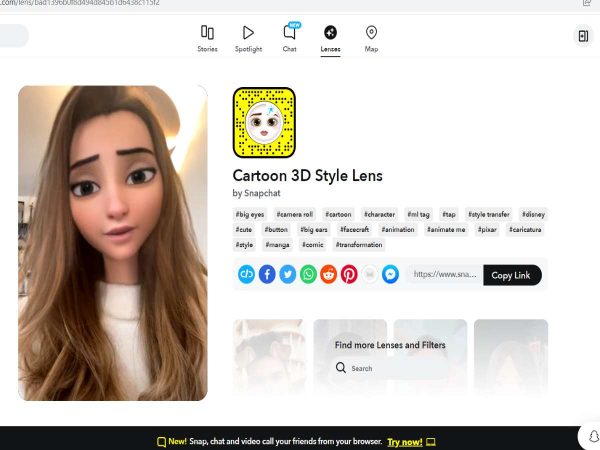 How To Send A Snap With The Cartoon Face Lens?